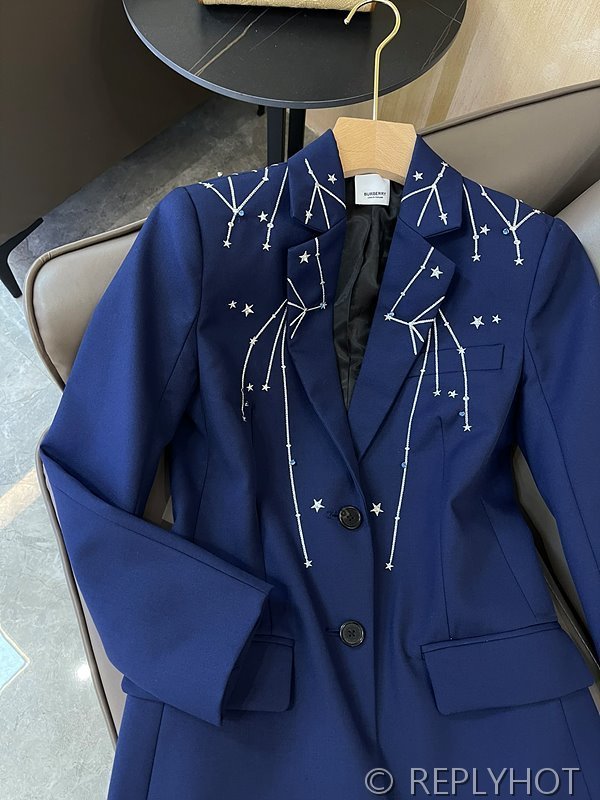 버버리 울 패브릭 블레이저