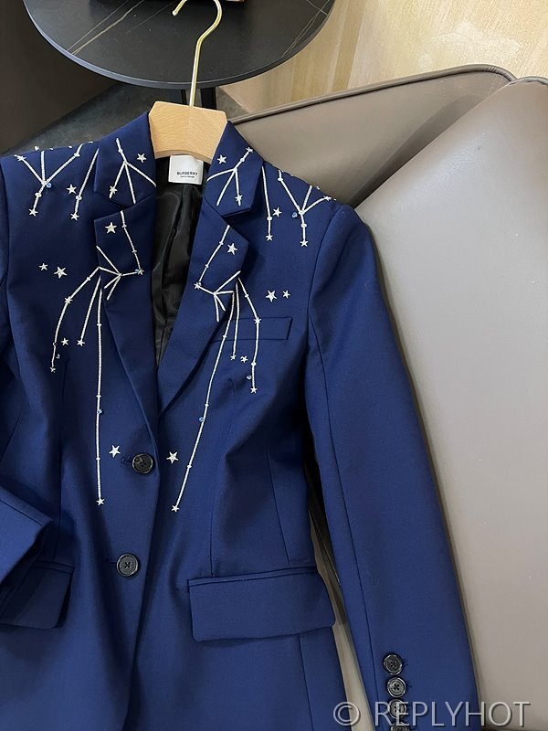 버버리 울 패브릭 블레이저