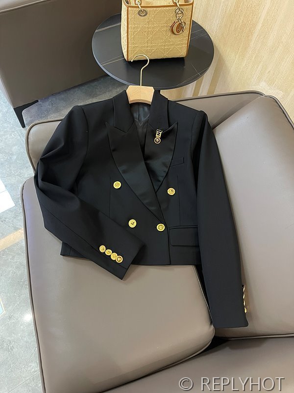 베르사체 더블 브레스트 골드 버튼 수트 숏 자켓