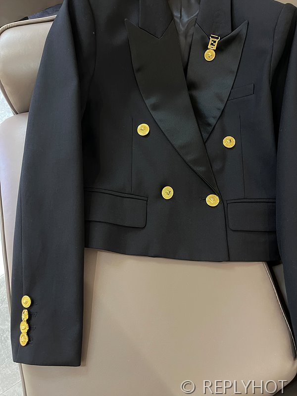 베르사체 더블 브레스트 골드 버튼 수트 숏 자켓