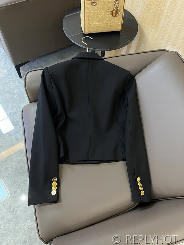 베르사체 더블 브레스트 골드 버튼 수트 숏 자켓