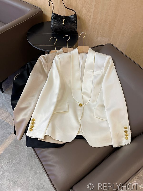 발망 골드 버튼 아세테이트 숏 블레이저