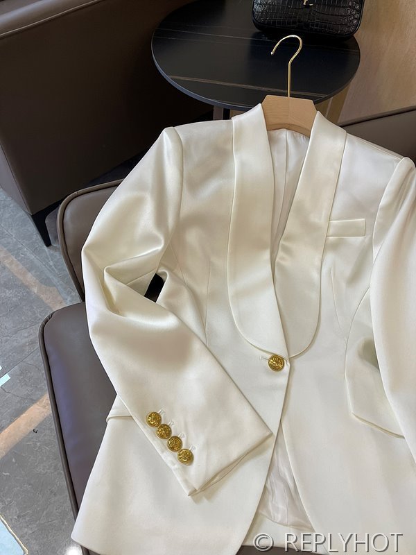 발망 골드 버튼 아세테이트 숏 블레이저