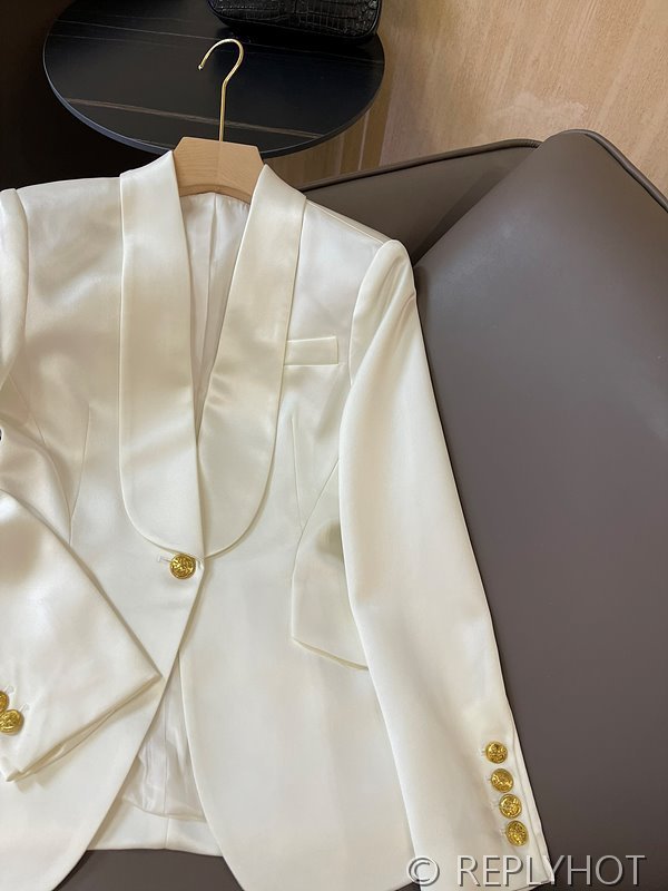 발망 골드 버튼 아세테이트 숏 블레이저