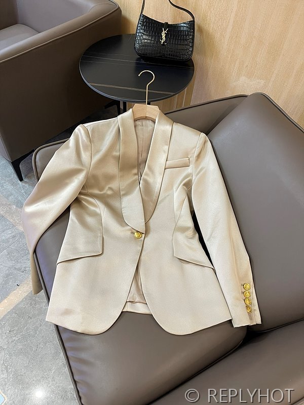 발망 골드 버튼 아세테이트 숏 블레이저