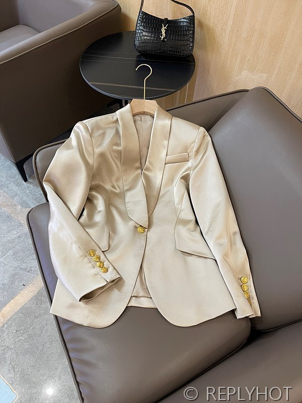 발망 골드 버튼 아세테이트 숏 블레이저