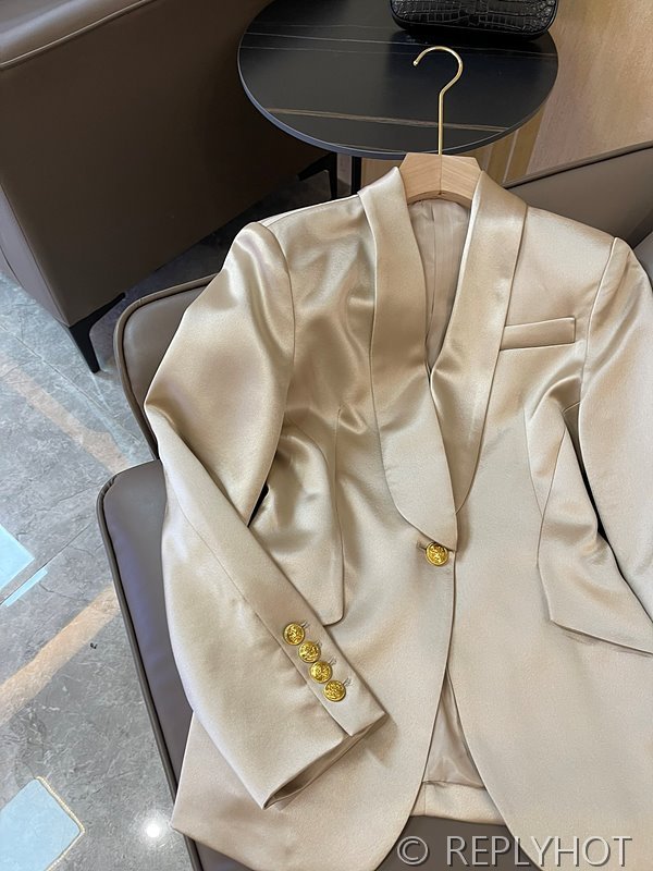 발망 골드 버튼 아세테이트 숏 블레이저