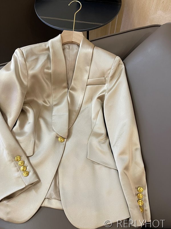 발망 골드 버튼 아세테이트 숏 블레이저