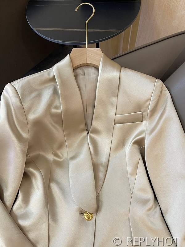 발망 골드 버튼 아세테이트 숏 블레이저