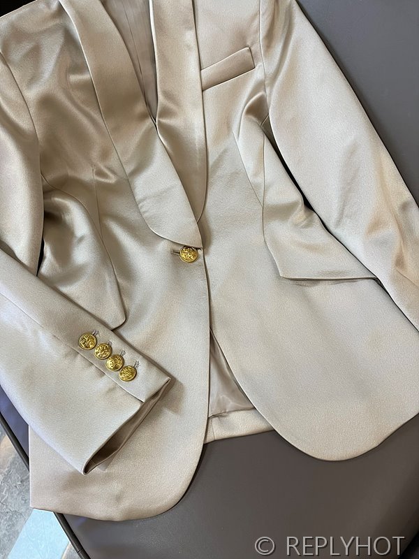 발망 골드 버튼 아세테이트 숏 블레이저