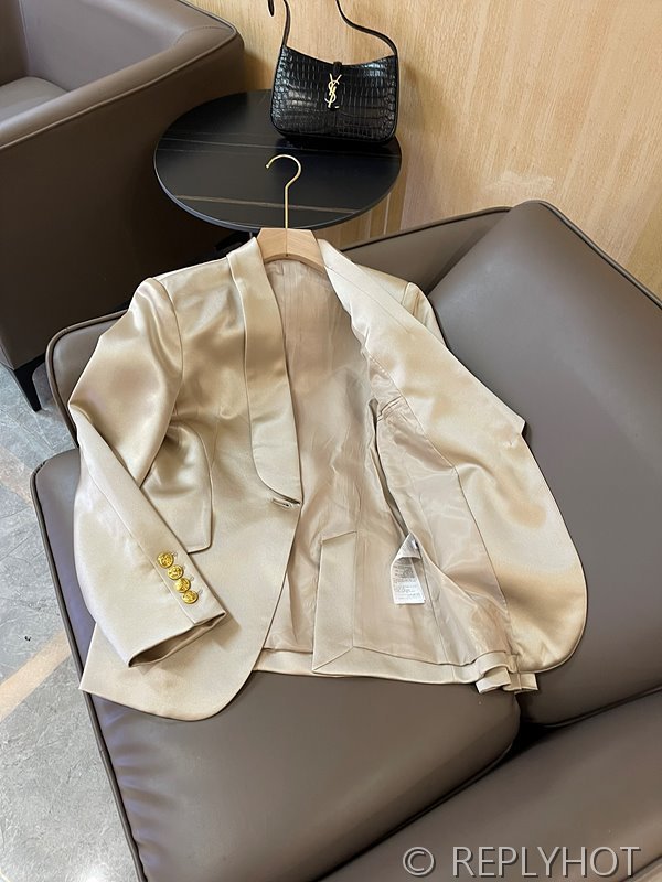 발망 골드 버튼 아세테이트 숏 블레이저