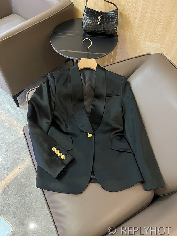 발망 골드 버튼 아세테이트 숏 블레이저