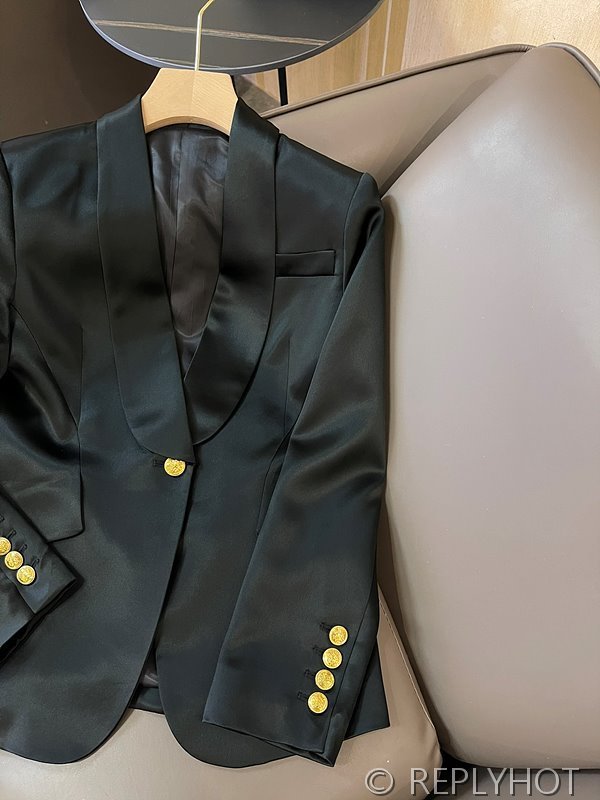 발망 골드 버튼 아세테이트 숏 블레이저