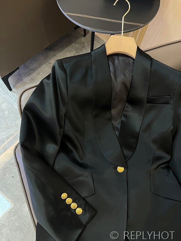 발망 골드 버튼 아세테이트 숏 블레이저