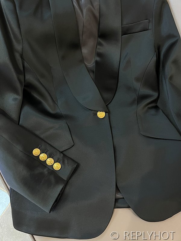 발망 골드 버튼 아세테이트 숏 블레이저