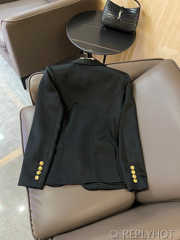 발망 골드 버튼 아세테이트 숏 블레이저