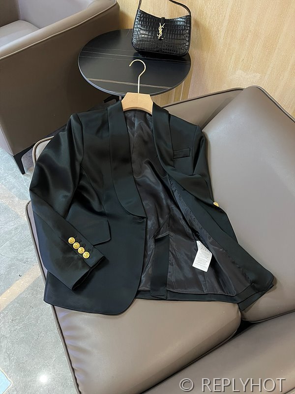 발망 골드 버튼 아세테이트 숏 블레이저