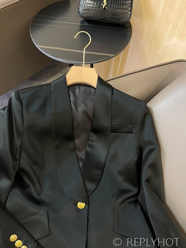 발망 골드 버튼 아세테이트 숏 블레이저