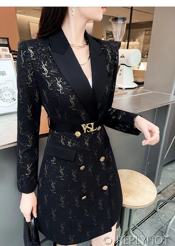 입생로랑 슬림 미듐 원피스형 코트