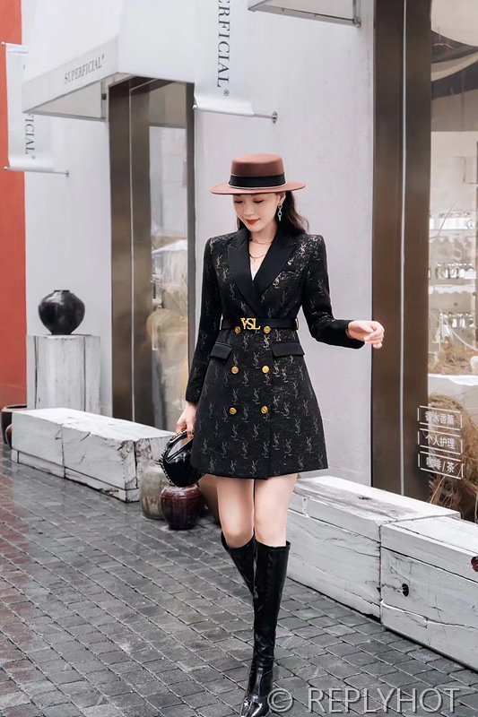 입생로랑 슬림 미듐 원피스형 코트