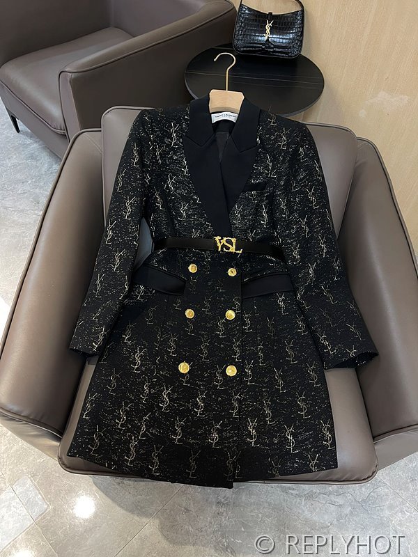 입생로랑 슬림 미듐 원피스형 코트