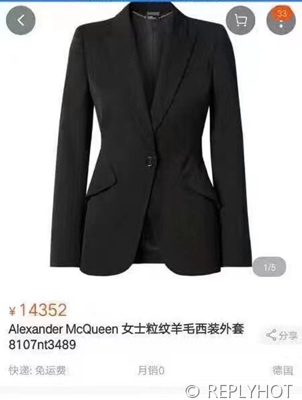 알렉산더 맥퀸 울 테일러드 슬림 정장코트 3color