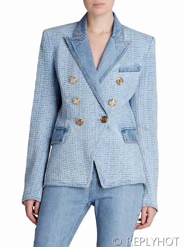 발망 레터링 자가드 정장코트