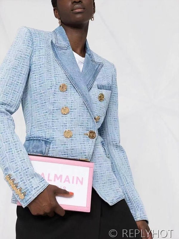 발망 레터링 자가드 정장코트