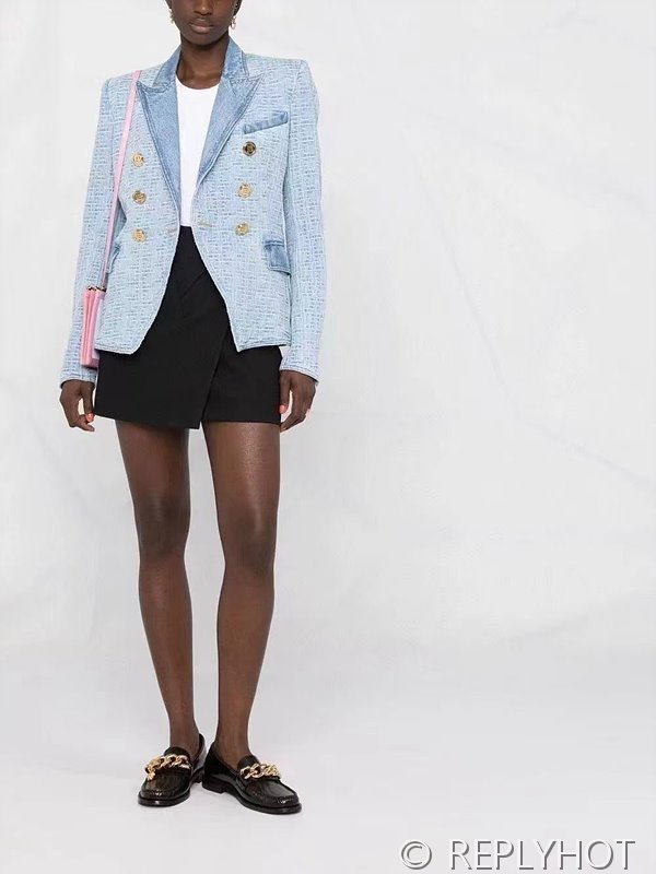 발망 레터링 자가드 정장코트