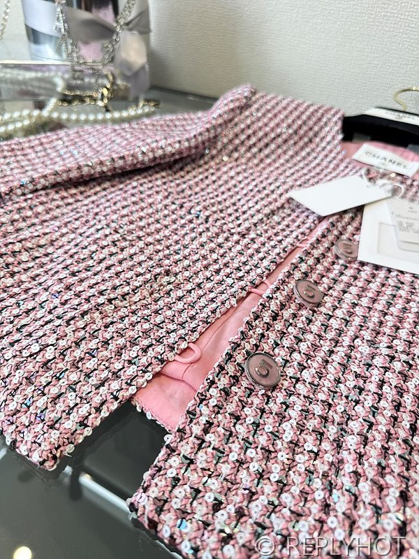 샤넬 핑크 스팽글 자켓 [매장가 420만원대]