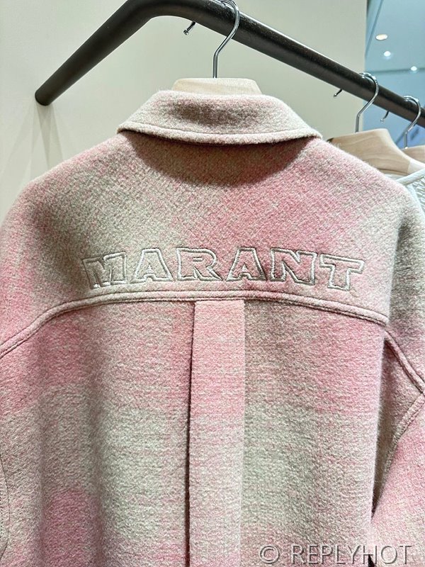 이자벨마랑 핑크 체크 울혼방 코트 [매장가 100만원대]