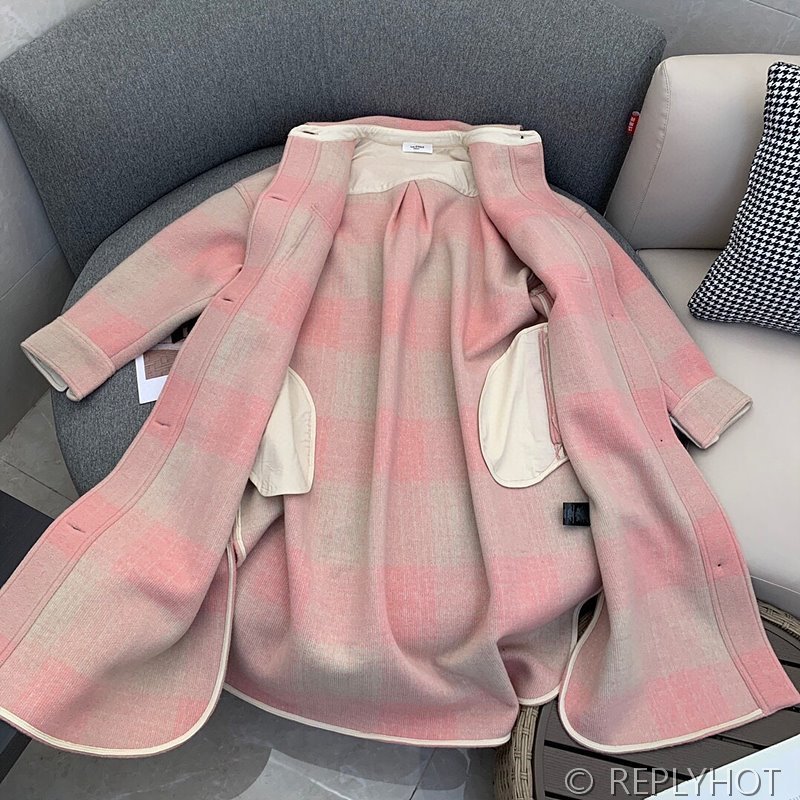 이자벨마랑 핑크 체크 울혼방 코트 [매장가 100만원대]