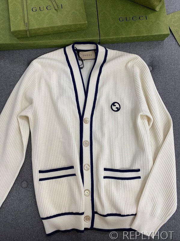 구찌 리브드 코튼 울 블렌드 가디건 [매장가 340만원대]