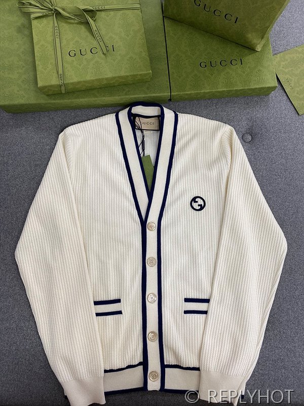 구찌 리브드 코튼 울 블렌드 가디건 [매장가 340만원대]