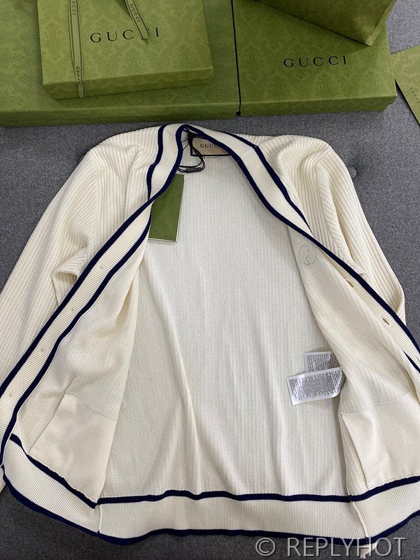 구찌 리브드 코튼 울 블렌드 가디건 [매장가 340만원대]