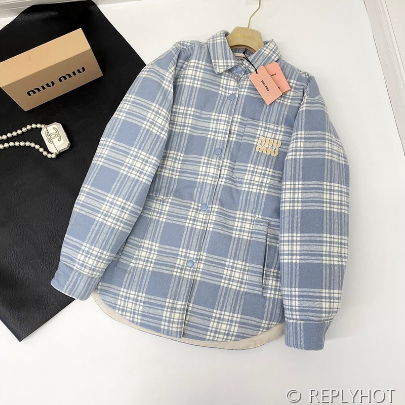 미우미우 미디엄 웨이트 벨루어 체크 다운 재킷 2COLOR (남여공용) [매장가 450만원대]