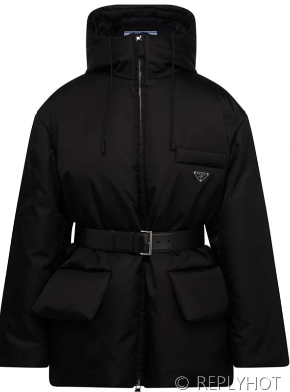 프라다 구스다운 벨트 숏패딩