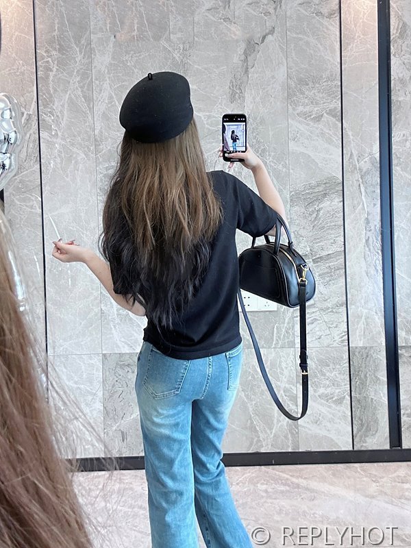 사넬 로고 니트 반팔티