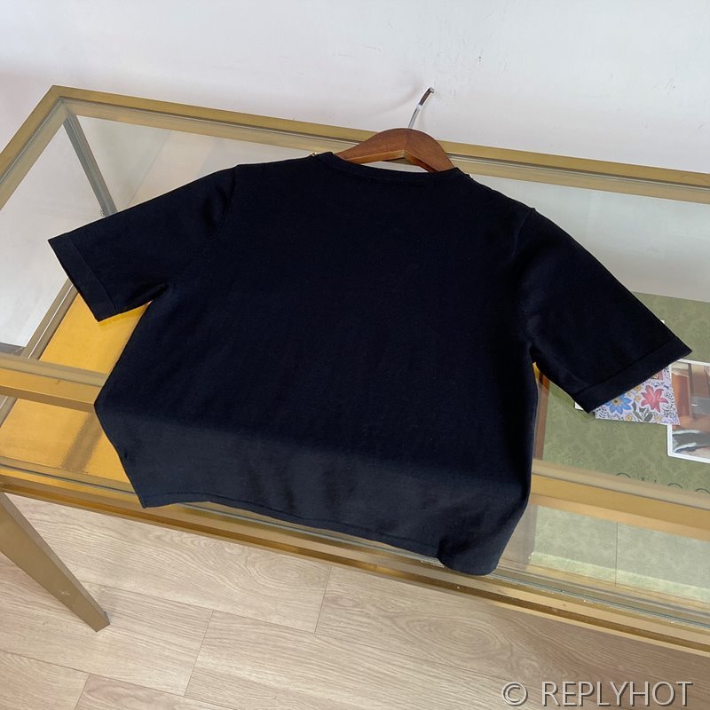 사넬 로고 니트 반팔티