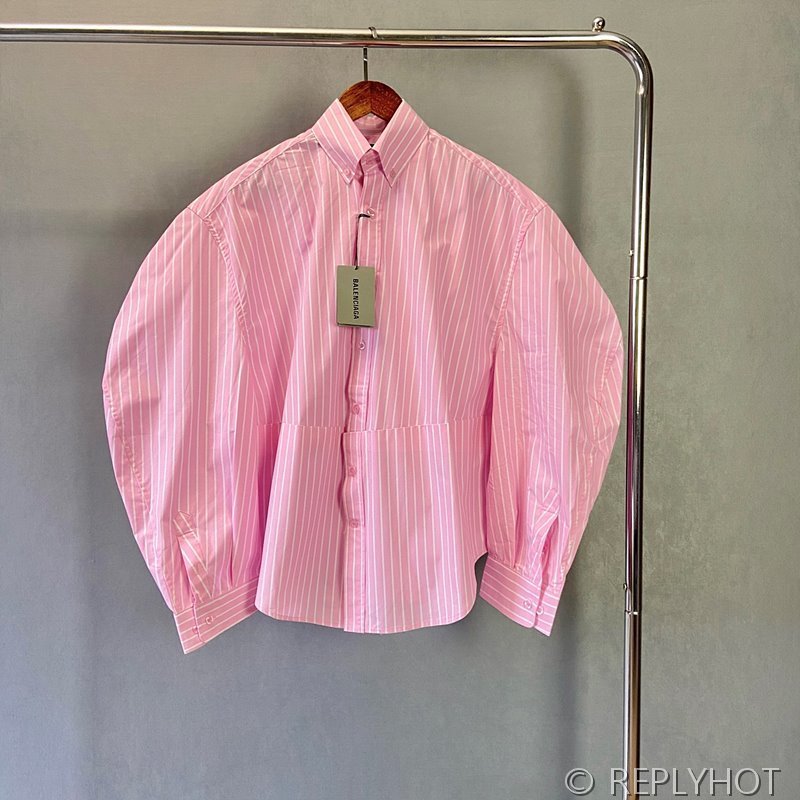 발렌시아가 핑크 스트라이프 셔츠