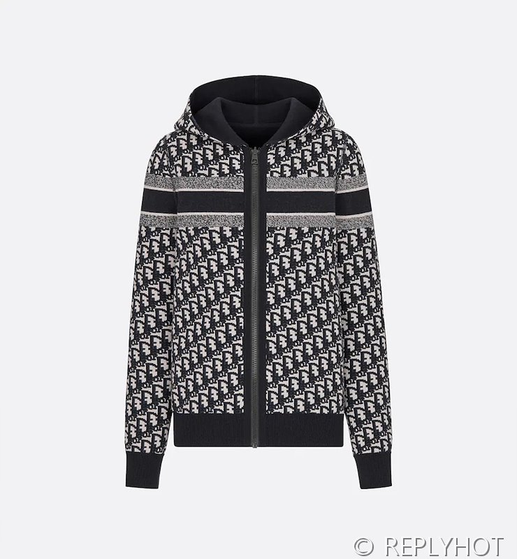 디올 리버서블 후드 양면 지퍼 가디건