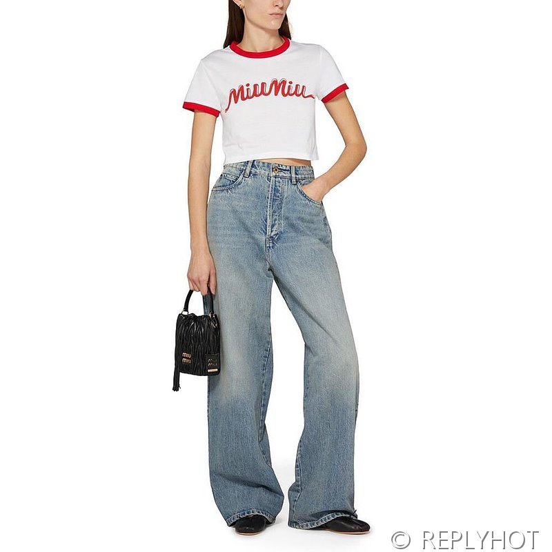 미우미우 로고 반팔 크롬티 / 2컬러