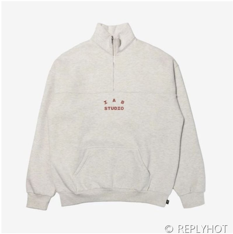 IAB 스튜디오 풀오버 하프 집업 / 라이트그레이버건디