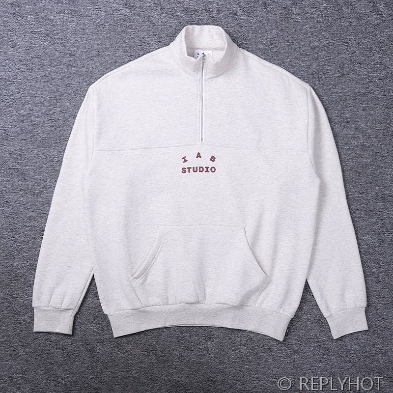 IAB 스튜디오 풀오버 하프 집업 / 라이트그레이버건디