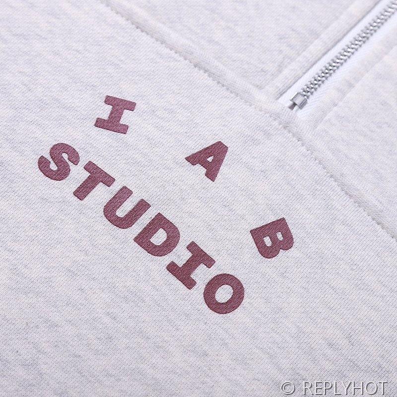 IAB 스튜디오 풀오버 하프 집업 / 라이트그레이버건디