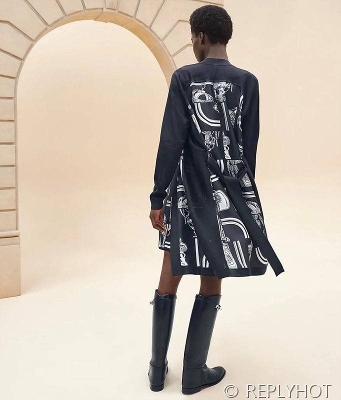 에르메스 실크100% 프린팅 롱 코트 가디건 2color