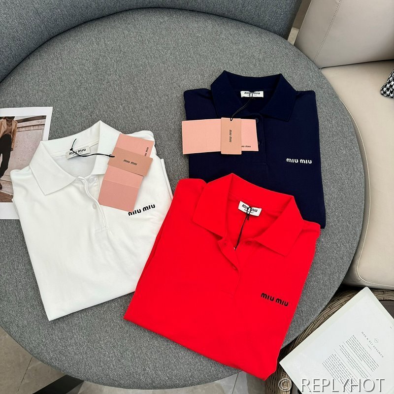 미우미우 폴로자수 카라티 3color