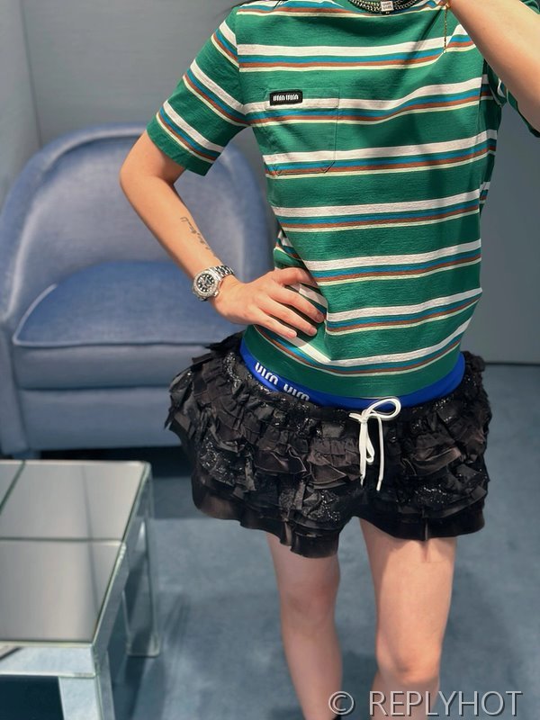 미우미우 스트라이프 반팔 2color