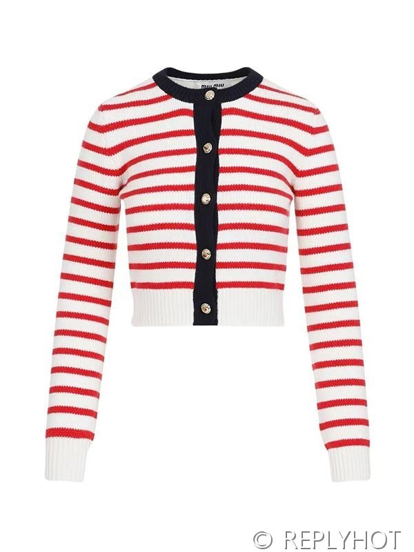 미우미우 스트라이프 니트 가디건