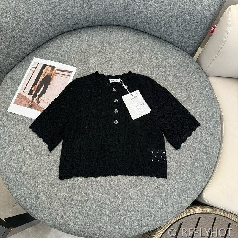 샤넬 반팔 니트탑 2color